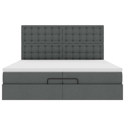 vidaXL Ottoman-Bett mit Matratzen Dunkelgrau 200x200 cm Stoff