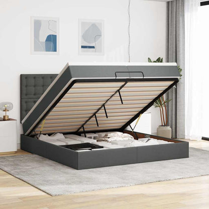 vidaXL Ottoman-Bett mit Matratzen Dunkelgrau 200x200 cm Stoff