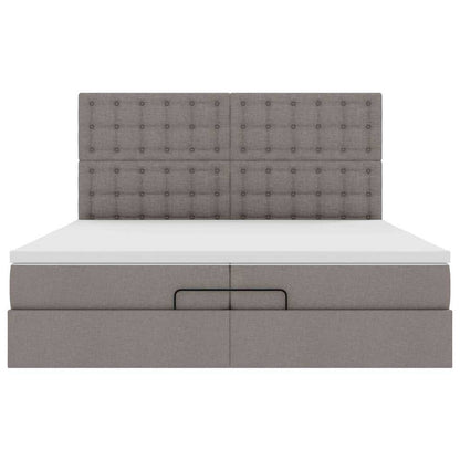 Ottoman-Bett mit Matratzen Taupe 200x200 cm Stoff