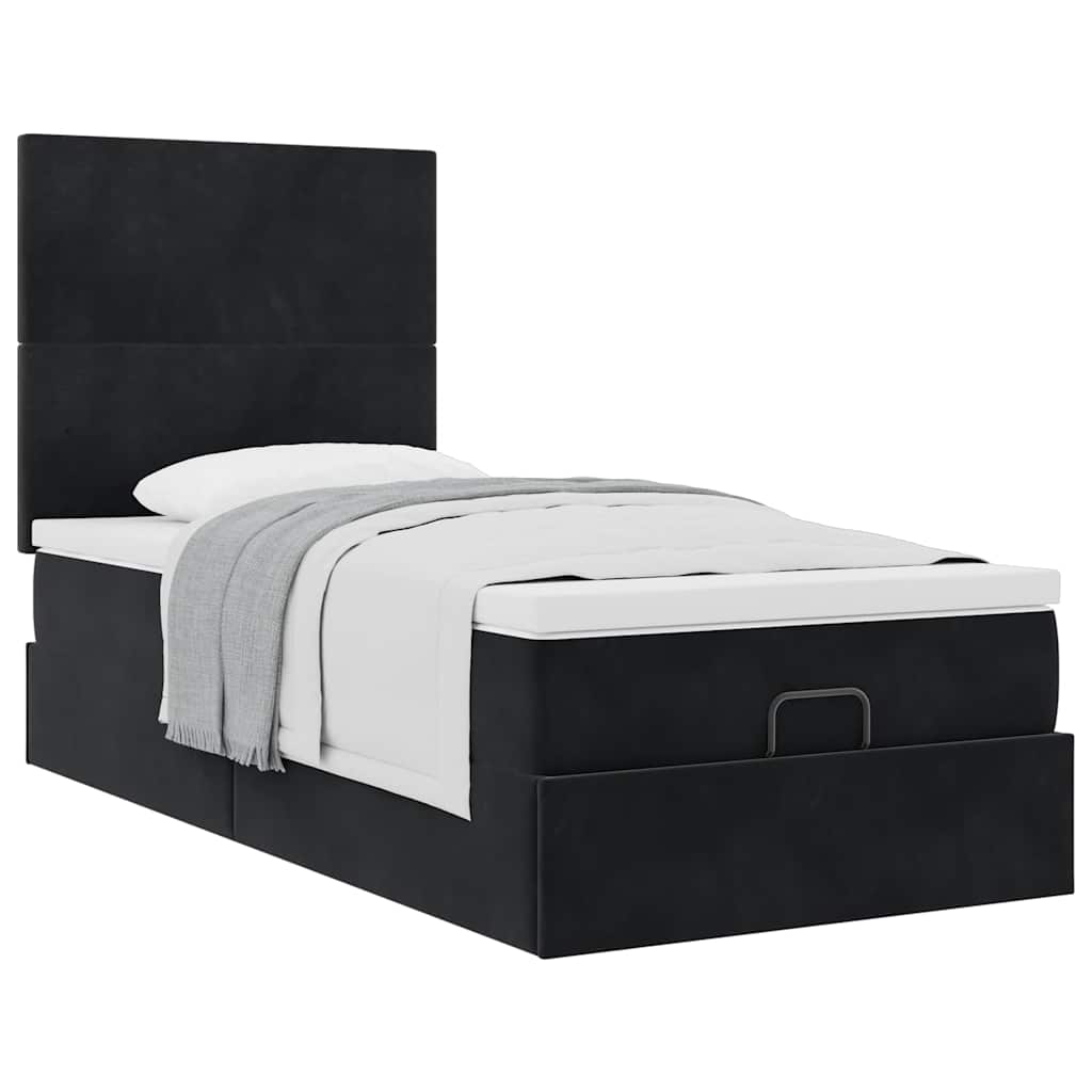 vidaXL Ottoman-Bett mit Matratzen Schwarz 80x200 cm Samt