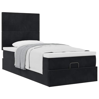 vidaXL Ottoman-Bett mit Matratzen Schwarz 80x200 cm Samt