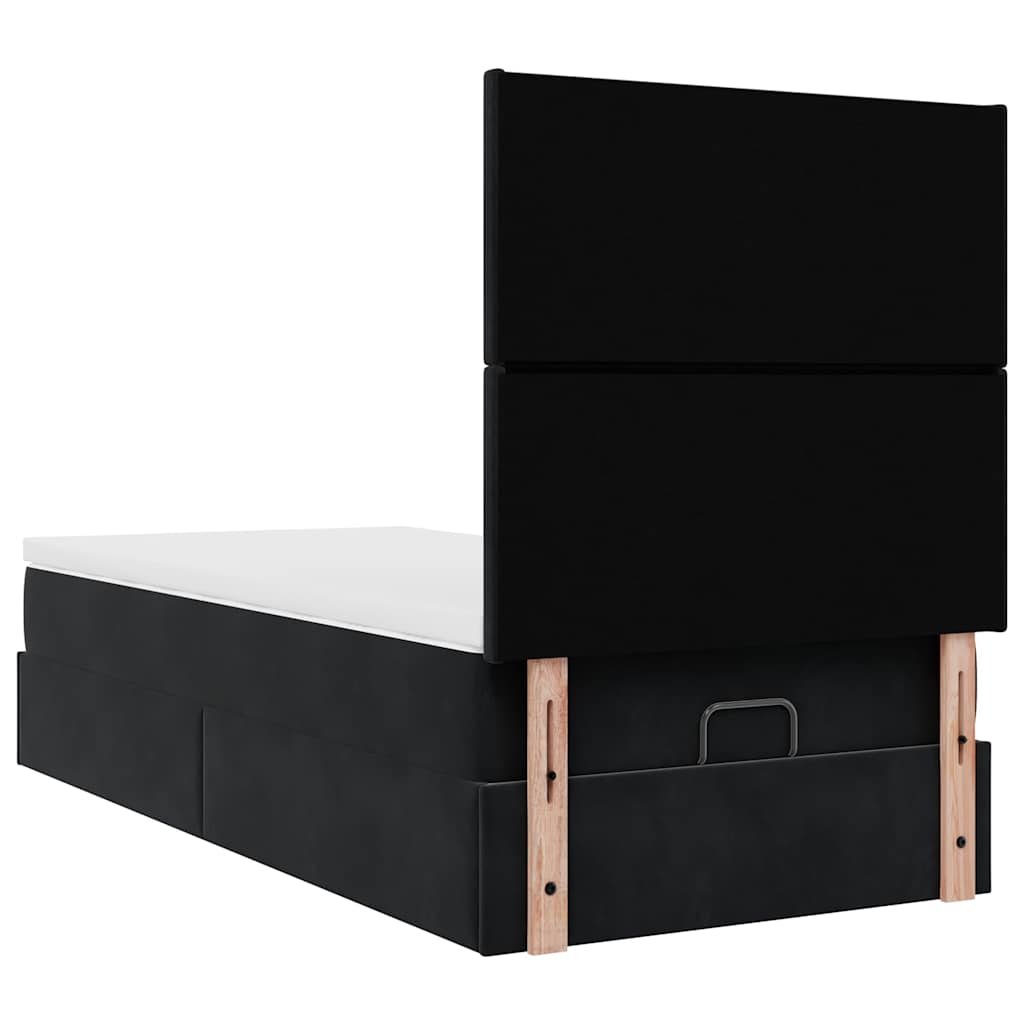 vidaXL Ottoman-Bett mit Matratzen Schwarz 80x200 cm Samt