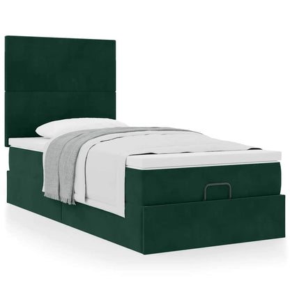 vidaXL Ottoman-Bett mit Matratzen Dunkelgrün 80x200 cm Samt