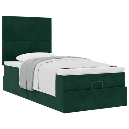 vidaXL Ottoman-Bett mit Matratzen Dunkelgrün 80x200 cm Samt