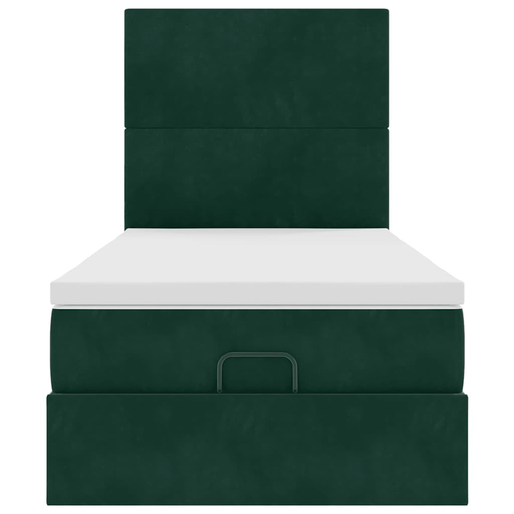 vidaXL Ottoman-Bett mit Matratzen Dunkelgrün 80x200 cm Samt