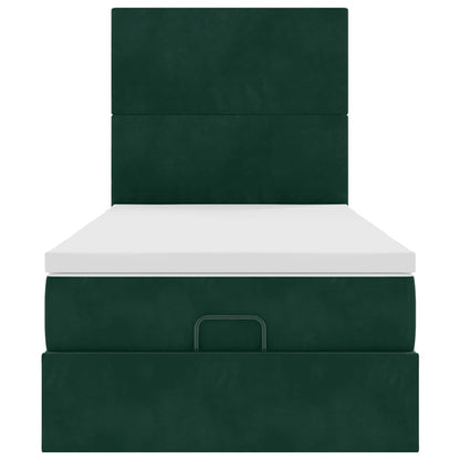 vidaXL Ottoman-Bett mit Matratzen Dunkelgrün 80x200 cm Samt