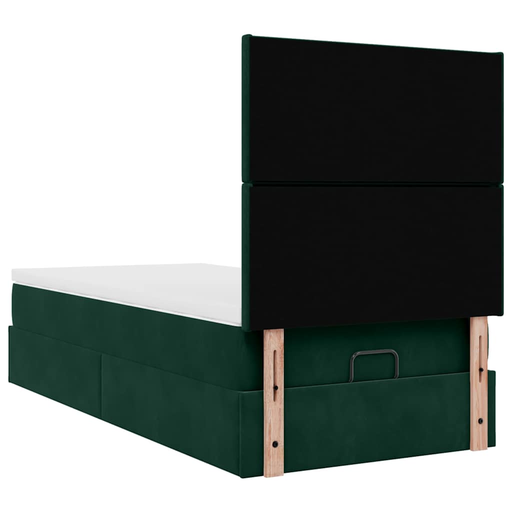 vidaXL Ottoman-Bett mit Matratzen Dunkelgrün 80x200 cm Samt