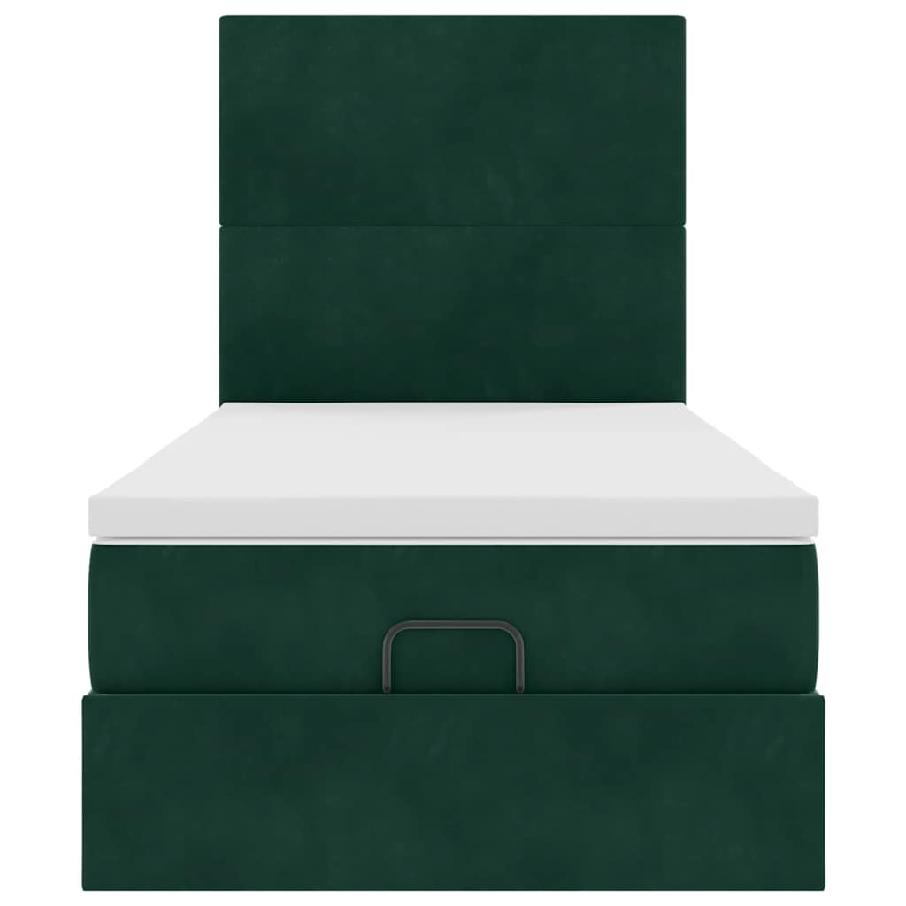 vidaXL Ottoman-Bett mit Matratzen Dunkelgrün 90x190 cm Samt