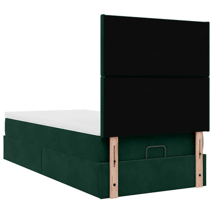 vidaXL Ottoman-Bett mit Matratzen Dunkelgrün 90x190 cm Samt