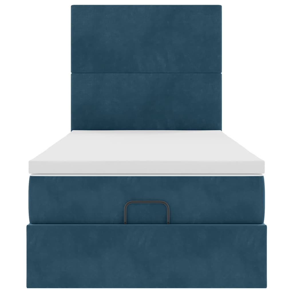 vidaXL Ottoman-Bett mit Matratzen Dunkelblau 90x190 cm Samt