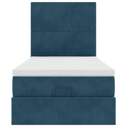 vidaXL Ottoman-Bett mit Matratzen Dunkelblau 90x190 cm Samt