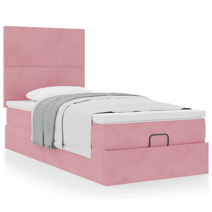 vidaXL Ottoman-Bett mit Matratzen Rosa 90x190 cm Samt