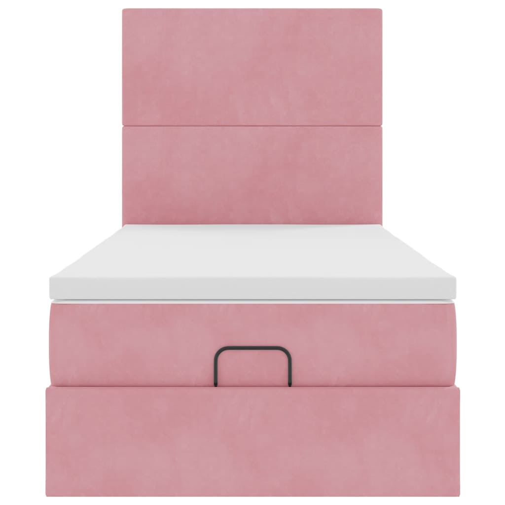 vidaXL Ottoman-Bett mit Matratzen Rosa 90x190 cm Samt