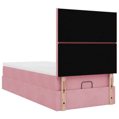 vidaXL Ottoman-Bett mit Matratzen Rosa 90x190 cm Samt