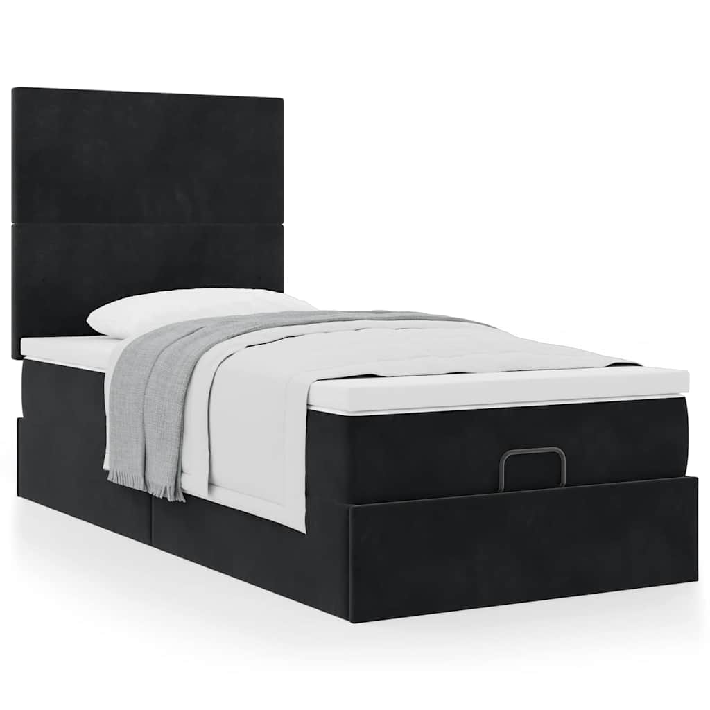 vidaXL Ottoman-Bett mit Matratzen Schwarz 90x200 cm Samt