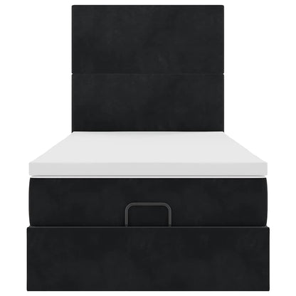 Ottoman-Bett mit Matratzen Schwarz 90x200 cm Samt