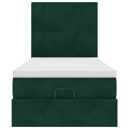 vidaXL Ottoman-Bett mit Matratzen Dunkelgrün 90x200 cm Samt
