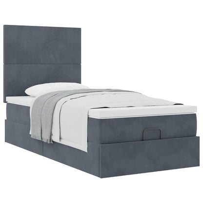 vidaXL Ottoman-Bett mit Matratzen Dunkelgrau 100x200 cm Samt