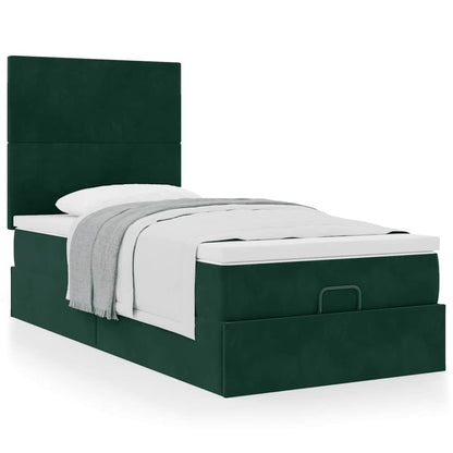 vidaXL Ottoman-Bett mit Matratzen Dunkelgrün 100x200 cm Samt