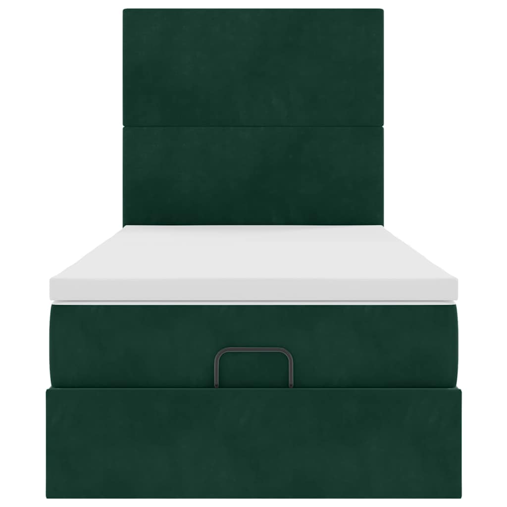 Ottoman-Bett mit Matratzen Dunkelgrün 100x200 cm Samt