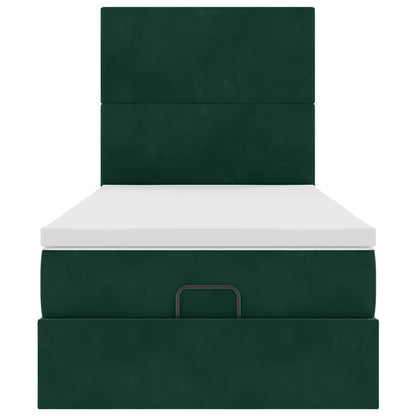 Ottoman-Bett mit Matratzen Dunkelgrün 100x200 cm Samt