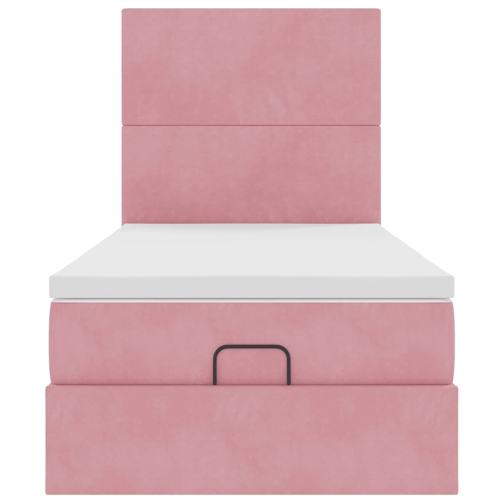 vidaXL Ottoman-Bett mit Matratzen Rosa 100x200 cm Samt