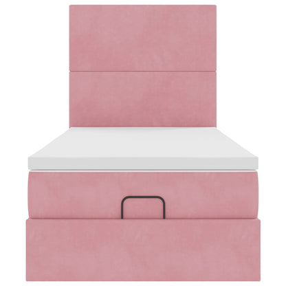 vidaXL Ottoman-Bett mit Matratzen Rosa 100x200 cm Samt