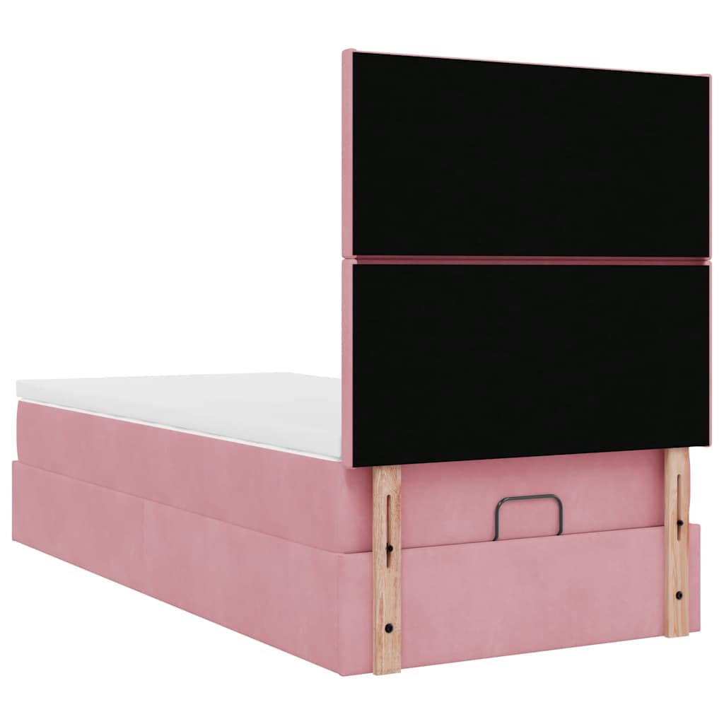 vidaXL Ottoman-Bett mit Matratzen Rosa 100x200 cm Samt