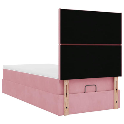 vidaXL Ottoman-Bett mit Matratzen Rosa 100x200 cm Samt