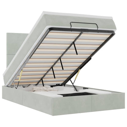 Ottoman-Bett mit Matratzen Hellgrau 120x190 cm Samt