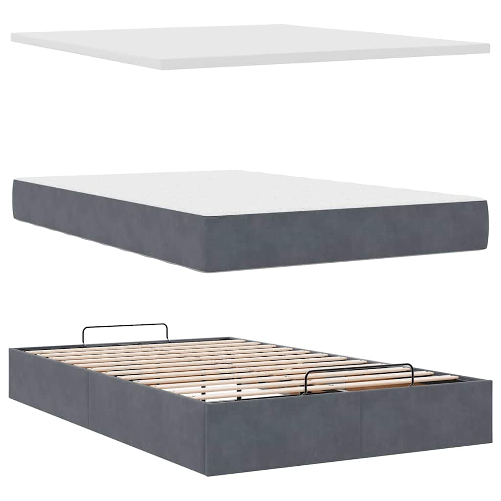 vidaXL Ottoman-Bett mit Matratzen Dunkelgrau 120x190 cm Samt