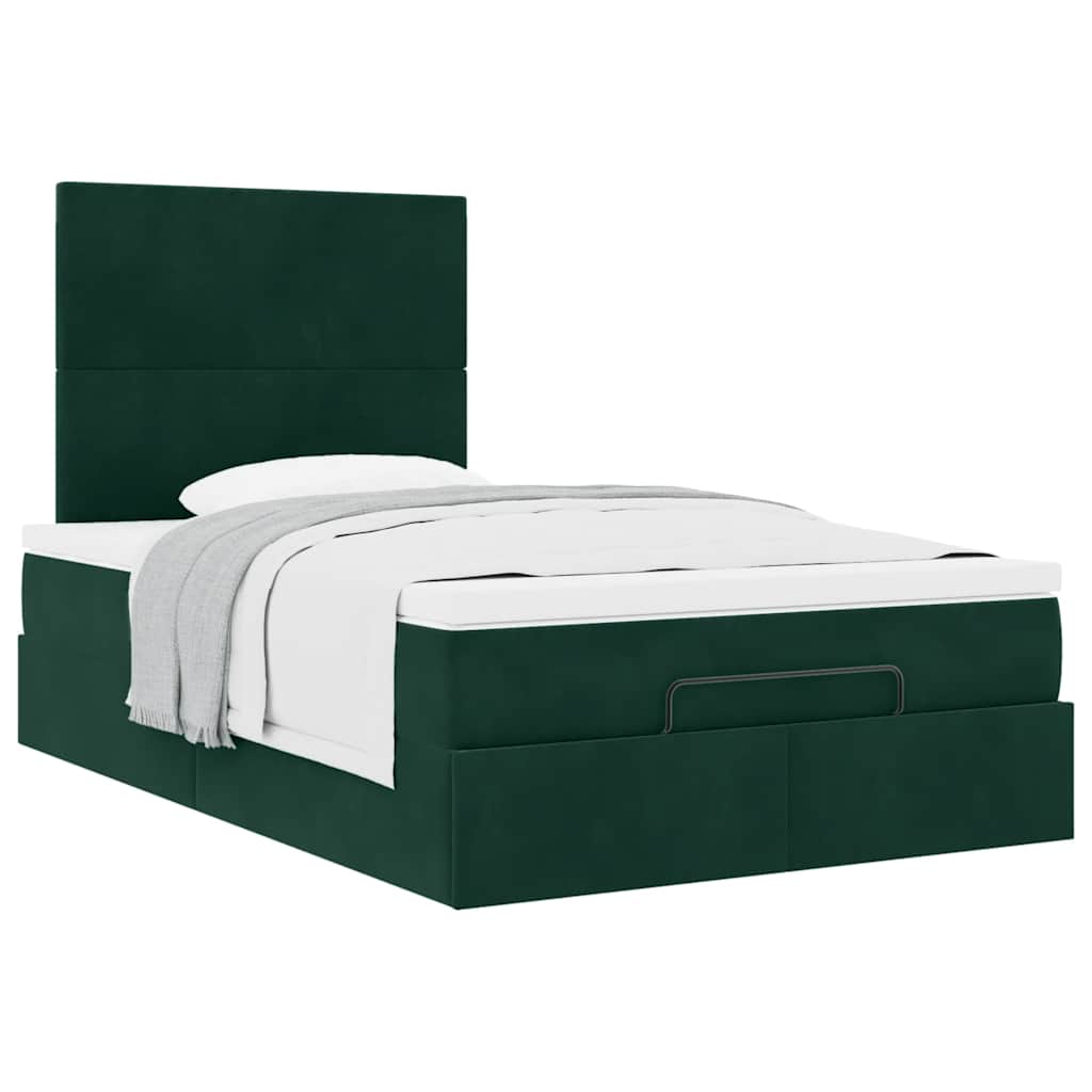 vidaXL Ottoman-Bett mit Matratzen Dunkelgrün 120x190 cm Samt
