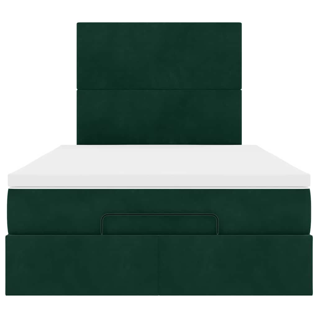 vidaXL Ottoman-Bett mit Matratzen Dunkelgrün 120x190 cm Samt