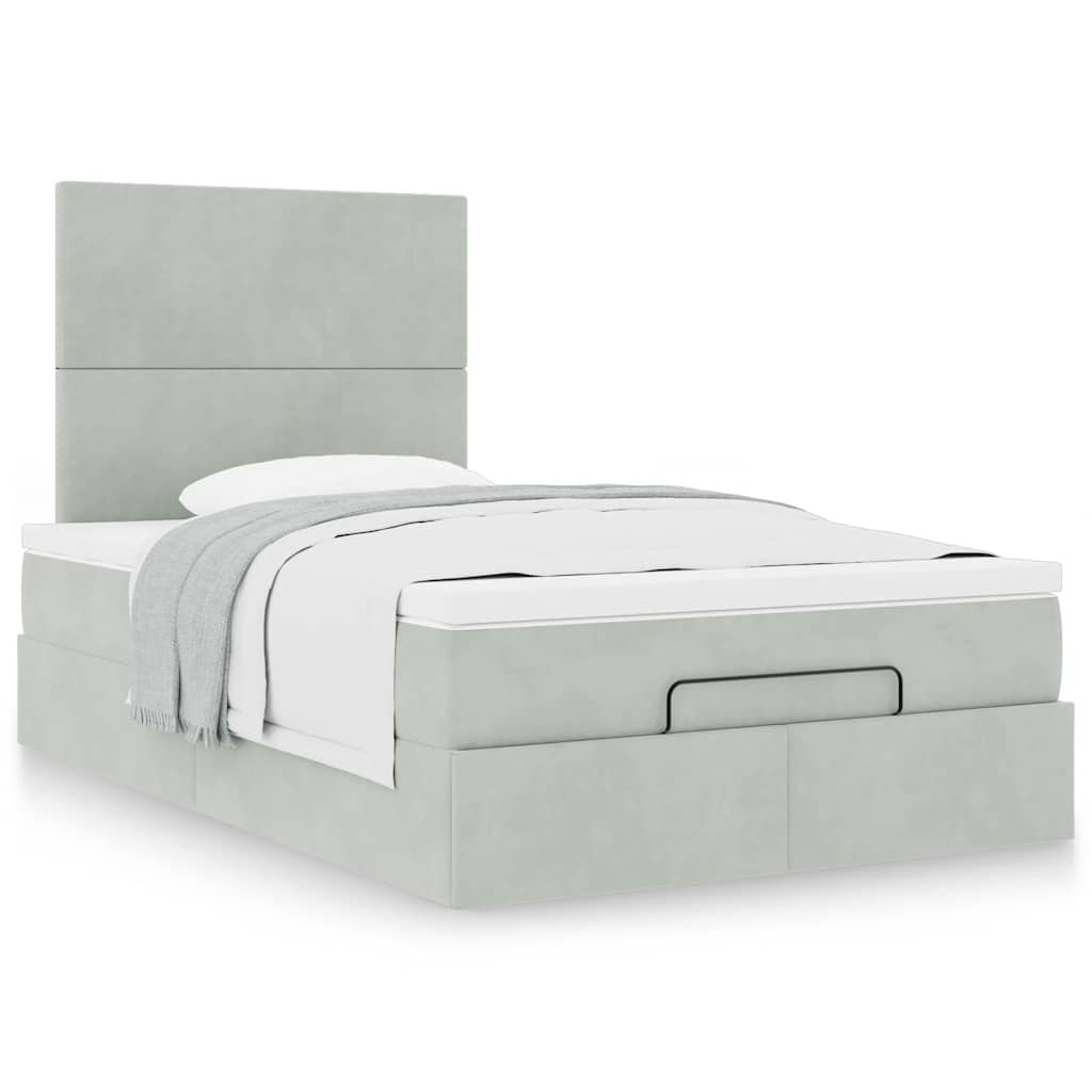 vidaXL Ottoman-Bett mit Matratzen Hellgrau 120x200 cm Samt