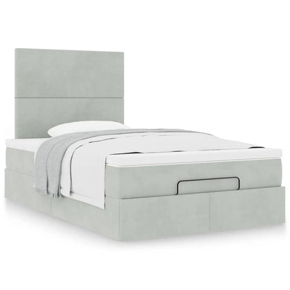 vidaXL Ottoman-Bett mit Matratzen Hellgrau 120x200 cm Samt