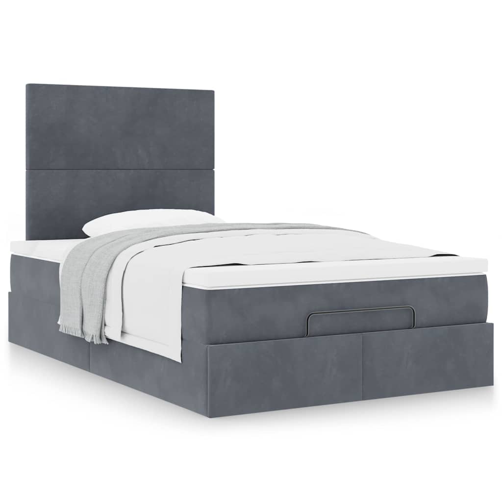 vidaXL Ottoman-Bett mit Matratzen Dunkelgrau 120x200 cm Samt