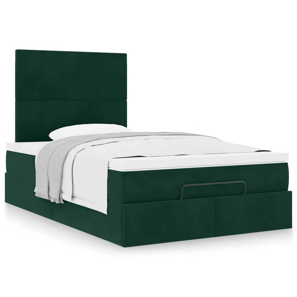 vidaXL Ottoman-Bett mit Matratzen Dunkelgrün 120x200 cm Samt