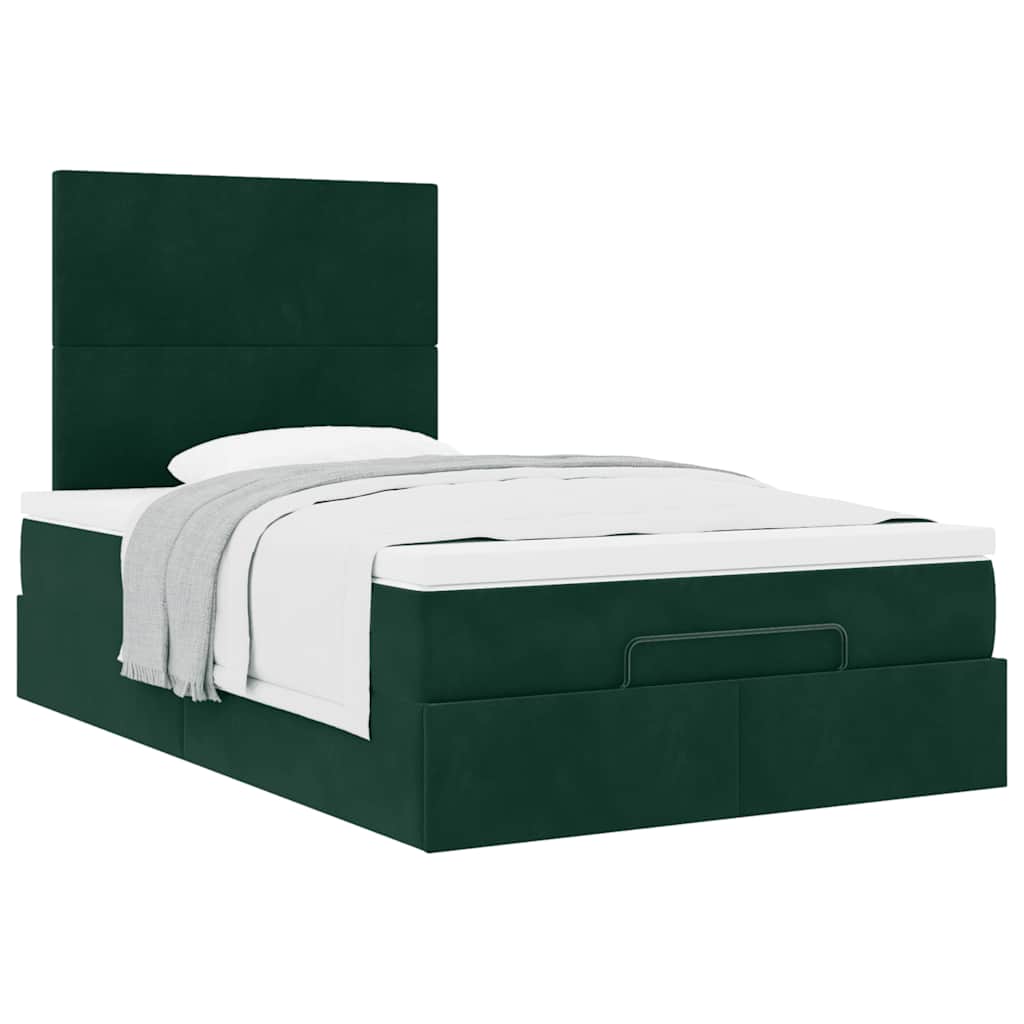 vidaXL Ottoman-Bett mit Matratzen Dunkelgrün 120x200 cm Samt