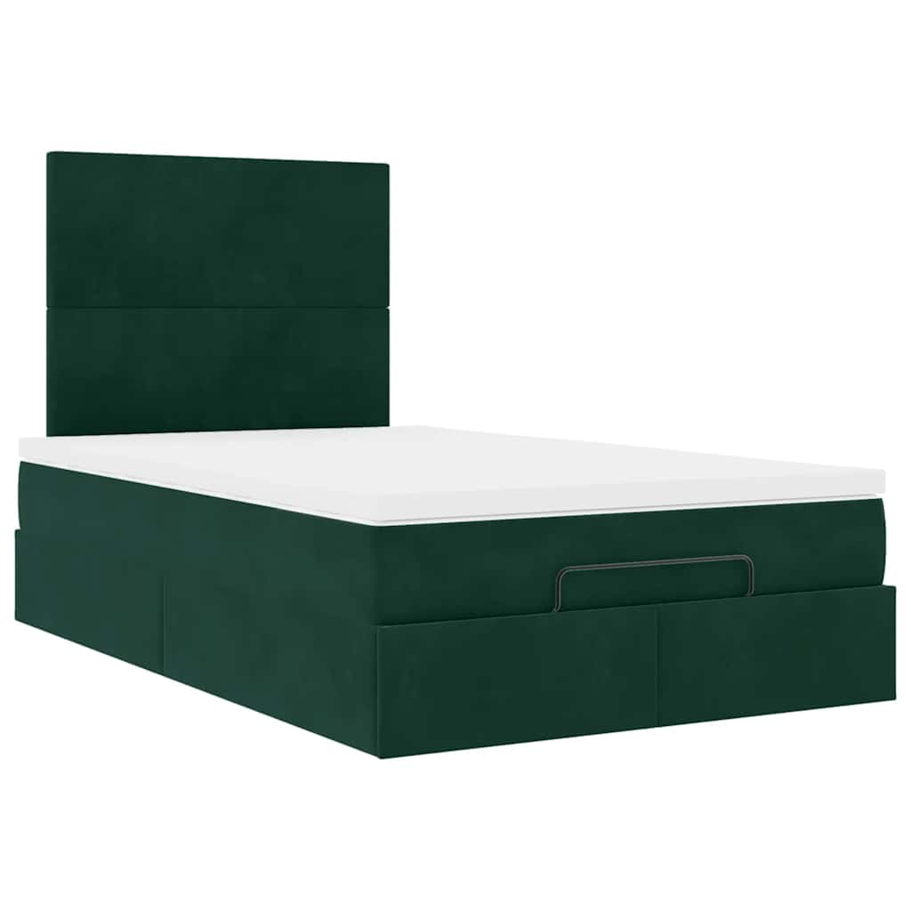 vidaXL Ottoman-Bett mit Matratzen Dunkelgrün 120x200 cm Samt