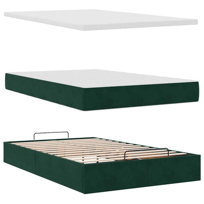 vidaXL Ottoman-Bett mit Matratzen Dunkelgrün 120x200 cm Samt