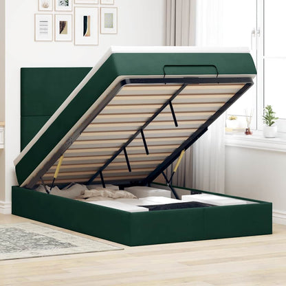 vidaXL Ottoman-Bett mit Matratzen Dunkelgrün 120x200 cm Samt