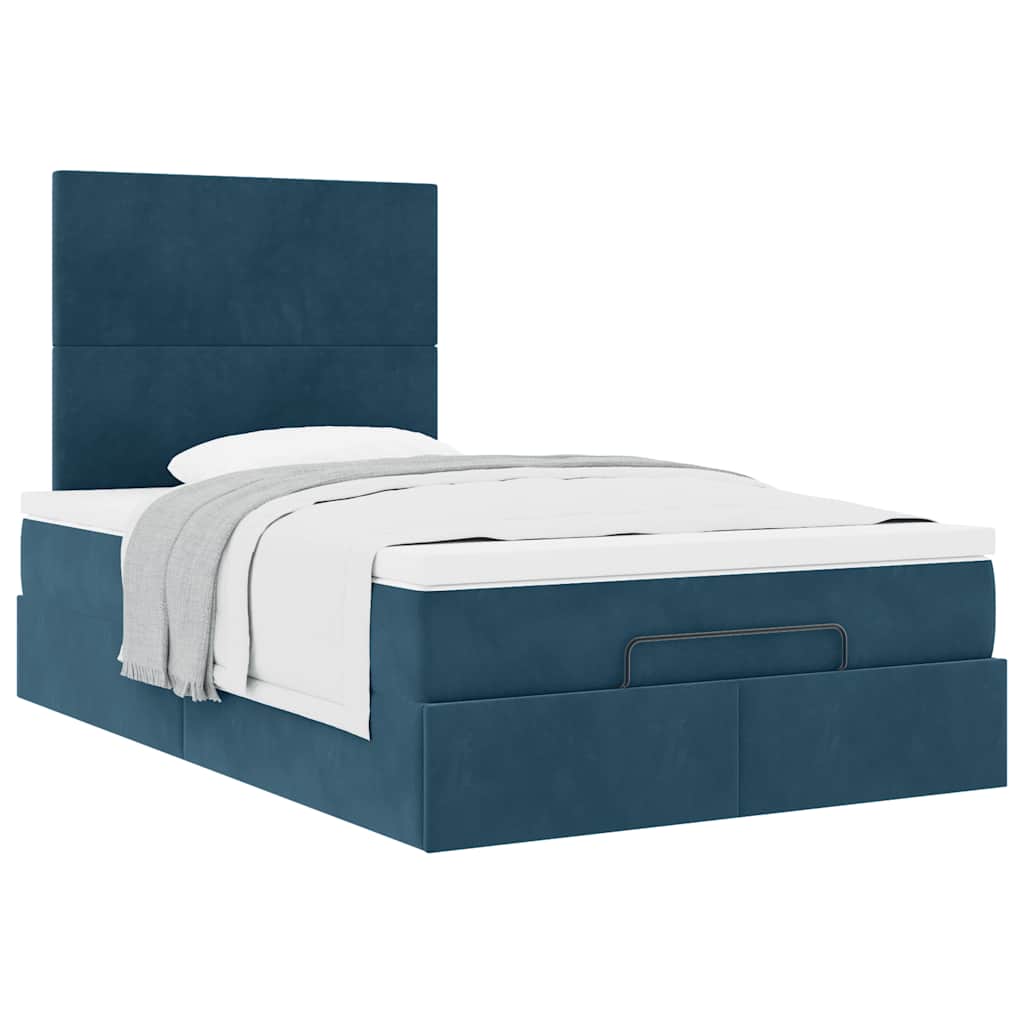 vidaXL Ottoman-Bett mit Matratzen Dunkelblau 120x200 cm Samt
