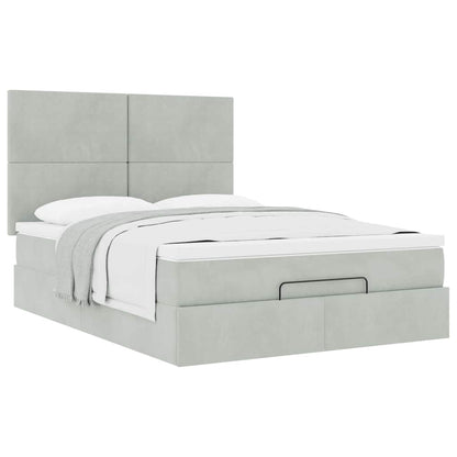 vidaXL Ottoman-Bett mit Matratzen Hellgrau 140x190 cm Samt