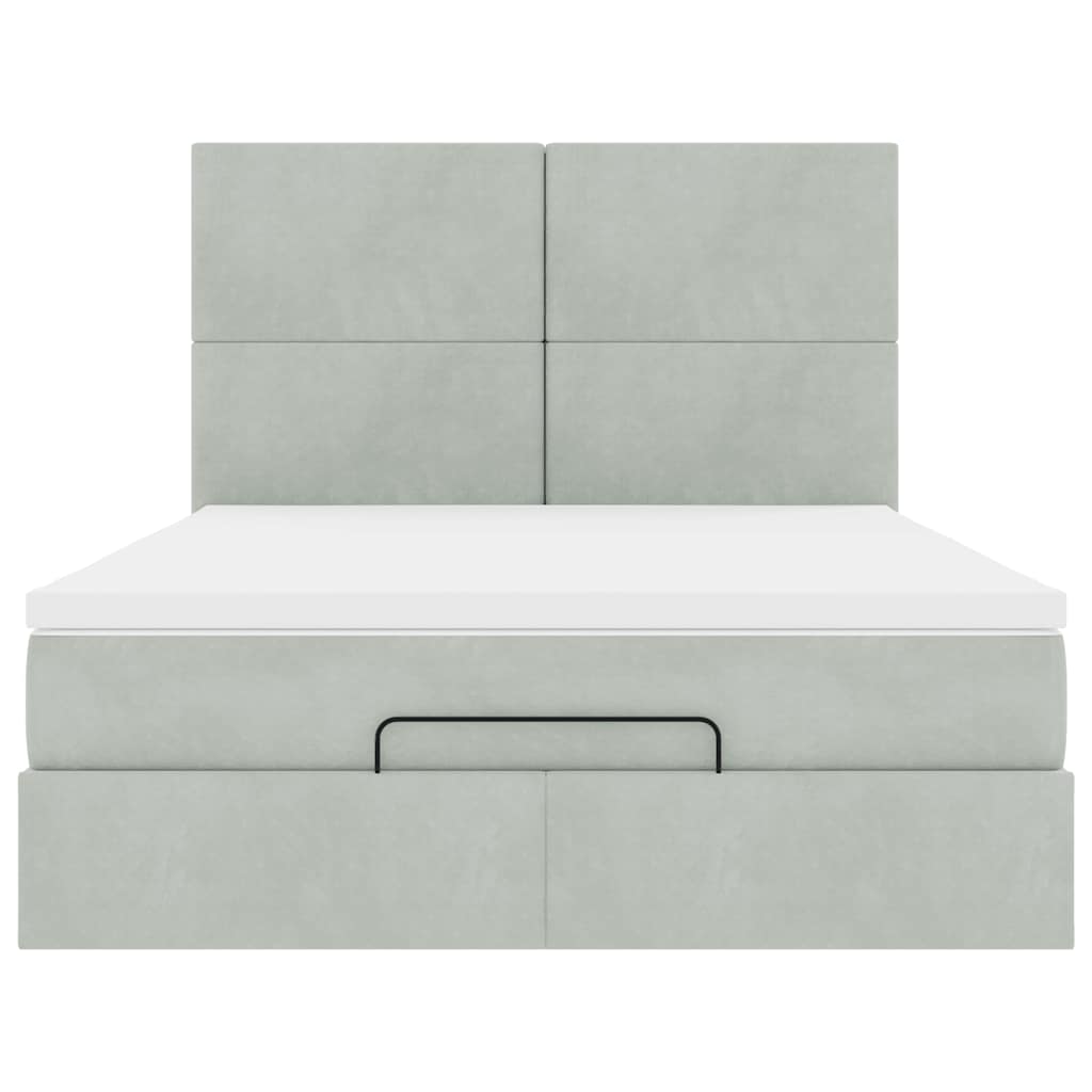 vidaXL Ottoman-Bett mit Matratzen Hellgrau 140x190 cm Samt