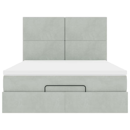 vidaXL Ottoman-Bett mit Matratzen Hellgrau 140x190 cm Samt