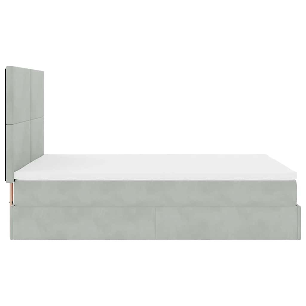 vidaXL Ottoman-Bett mit Matratzen Hellgrau 140x190 cm Samt