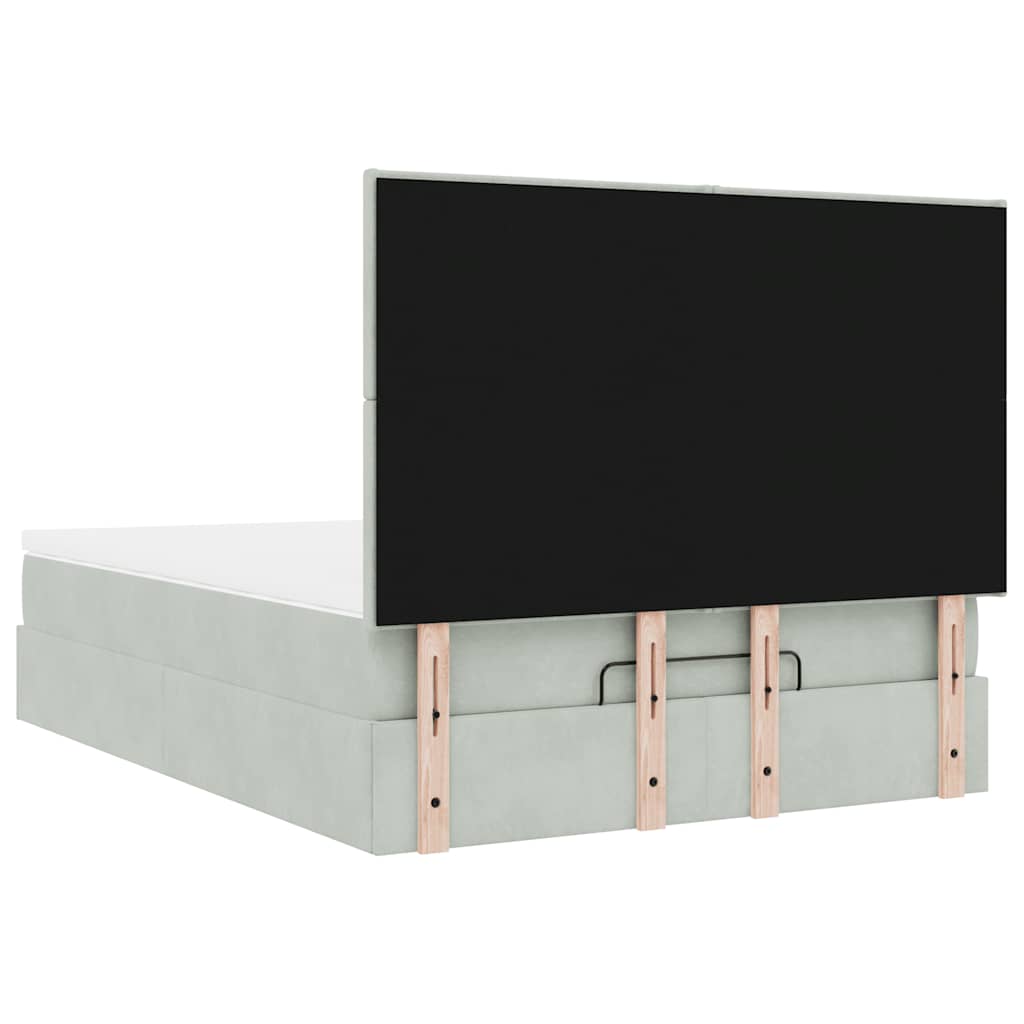 vidaXL Ottoman-Bett mit Matratzen Hellgrau 140x190 cm Samt
