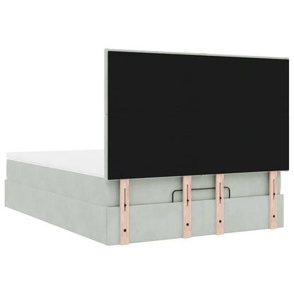 vidaXL Ottoman-Bett mit Matratzen Hellgrau 140x190 cm Samt
