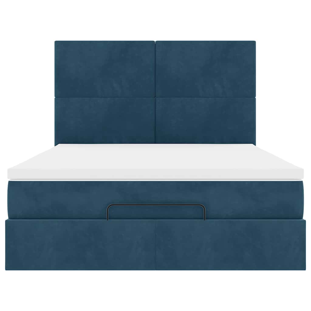 vidaXL Ottoman-Bett mit Matratzen Dunkelblau 140x190 cm Samt