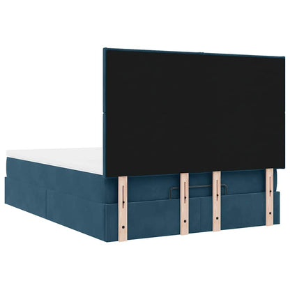 vidaXL Ottoman-Bett mit Matratzen Dunkelblau 140x190 cm Samt